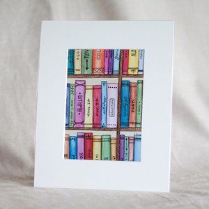 “The Bookshelf" 5x7 Watercolour Print With Mat